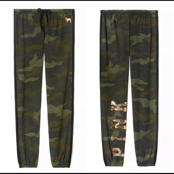 Victoria’s Secret PINK Bling Pants Camo Green NWT - Picture 2 of 7